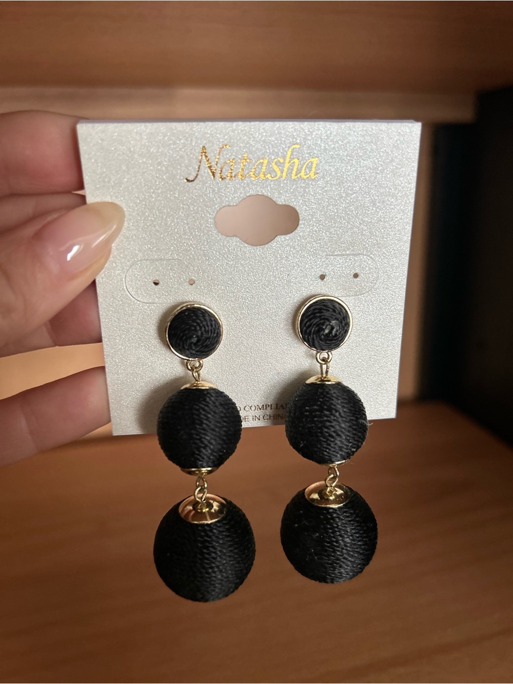 Baublebar Black Triple Drop Rope Ball Earrings